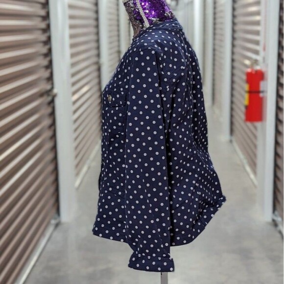 Vintage Appleseed's Petite PXL Blue Polkadot Button Jacket - Picture 2 of 7